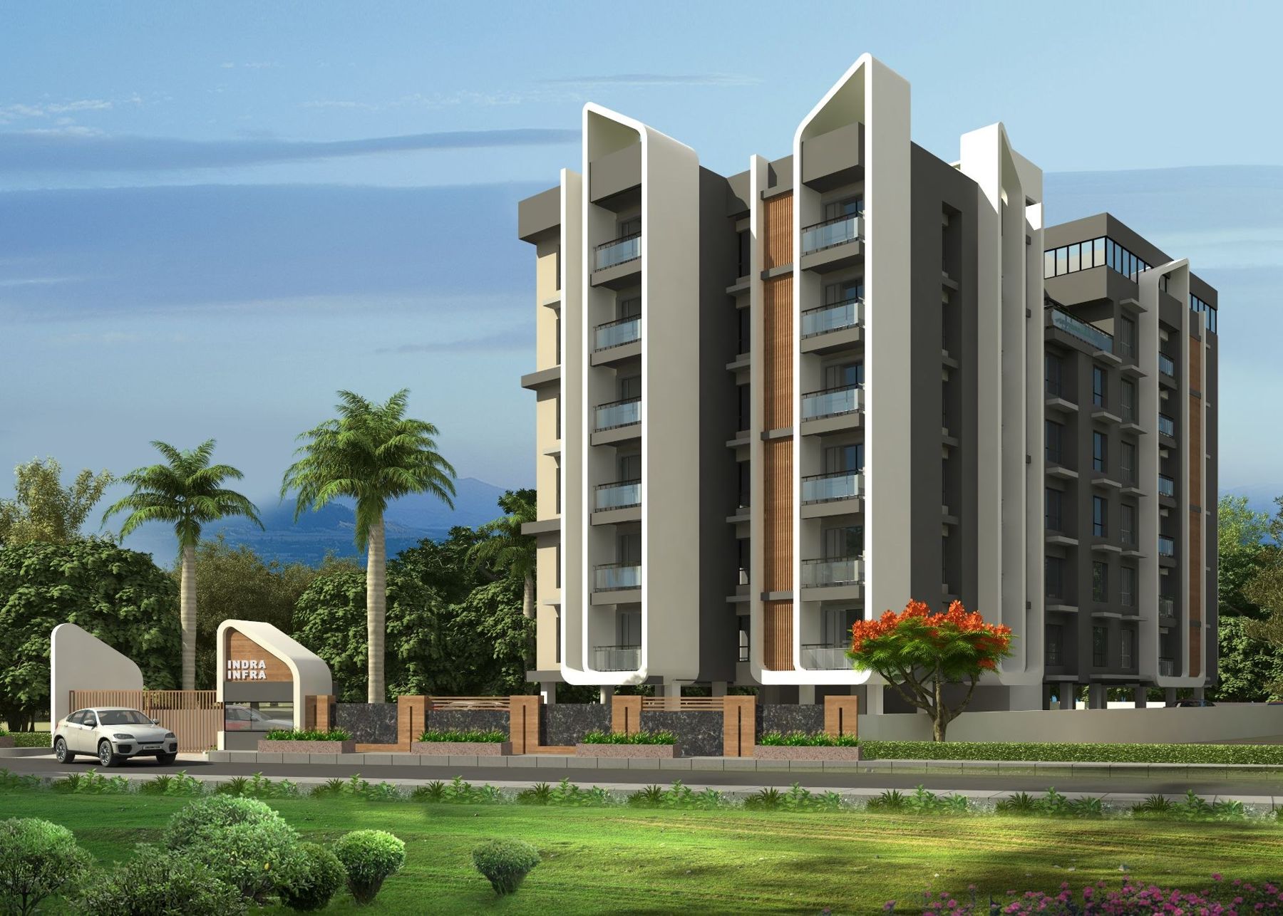 Indra Nova elevation in daylight